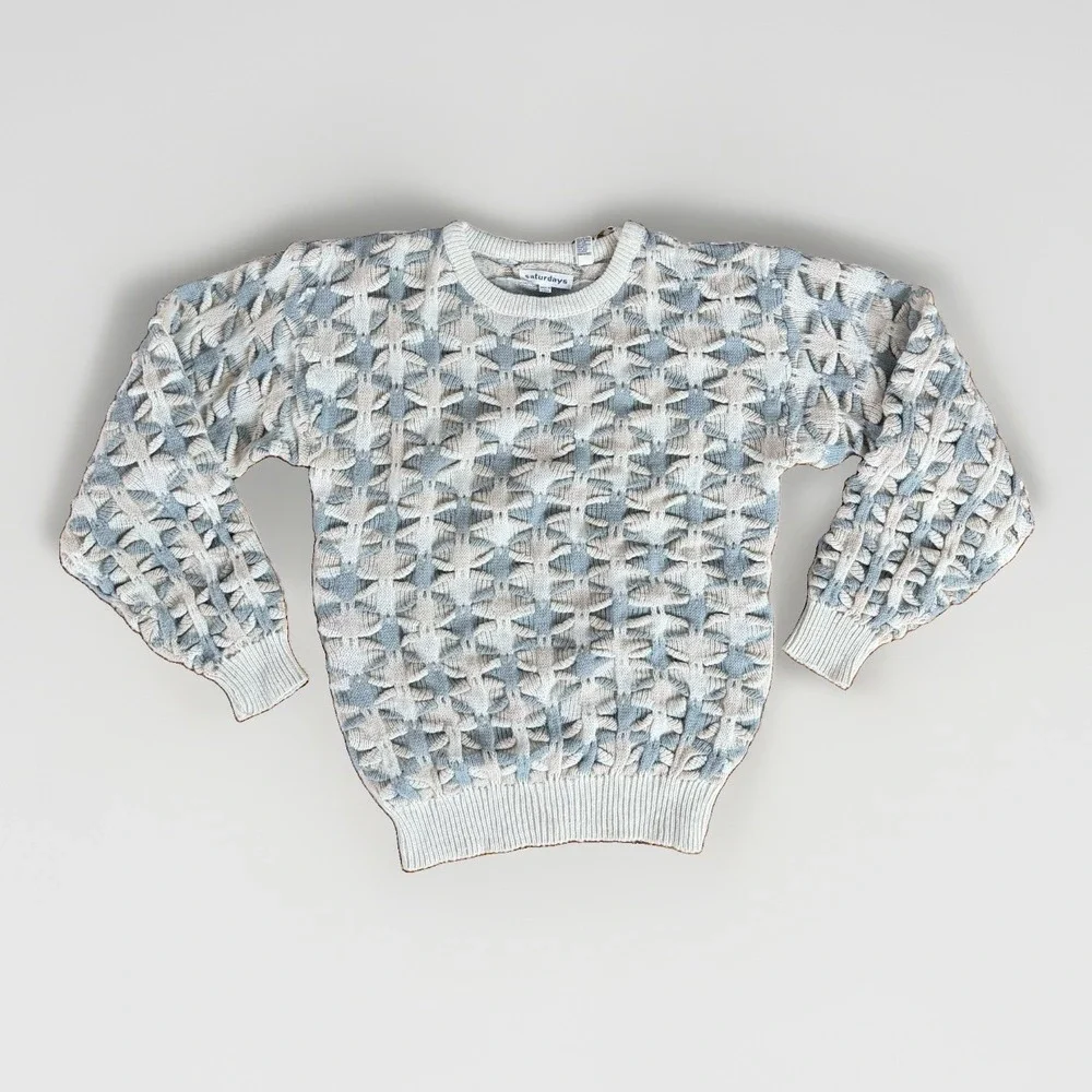 Vintage 80s-90s Geometric Knit Sweater by Saturdays Cosby/ Coogi-style Size M